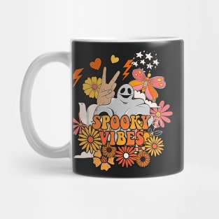 Vintage Groovy Floral Boo Spooky Halloween Costume Mug